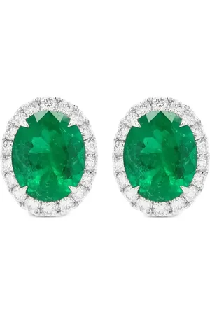 HYT Jewelry 18kt white gold emerald and diamond earrings