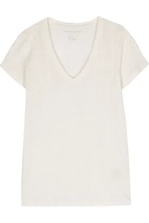Majestic V-neck linen-blend T-shirt