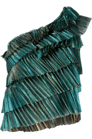 FORTE FORTE One-shoulder ruffled lam?? blouse