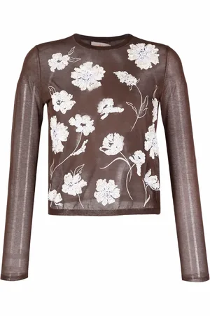 Tory Burch Floral-embroidered knitted top