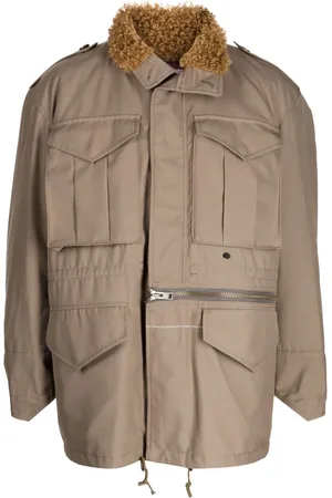 Kolor Shearling-collar drawstring jacket
