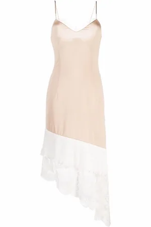 Vetements Lace-panelled asymmetric slip dress