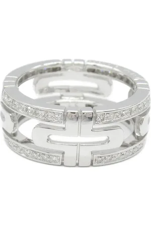 Bvlgari 2010s pre-owned 18K white gold Parentesi diamond ring