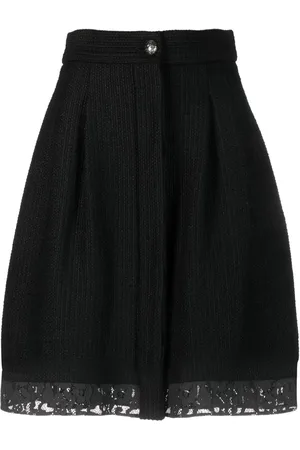 CHANEL 2000s lace-trim boucl?? skirt