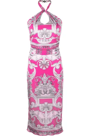 VERSACE Barocco-print cut-out midi dress