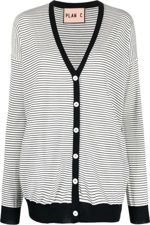 Plan C Stripe-print button-up cardigan