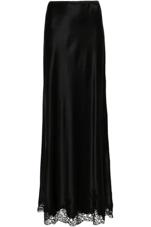 CARINE GILSON Lace-detail silk skirt