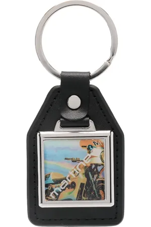MARTINE ROSE Logo-plaque leather keyring