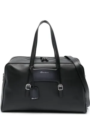 santoni Logo-print leather holdall