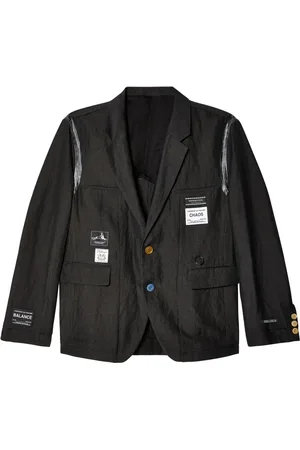 UNDERCOVER Logo-appliqué wool-linen jacket