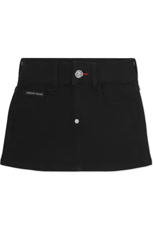 Philipp Plein Logo-patch denim skirt