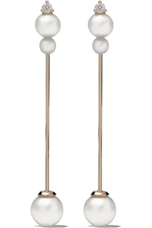 Mizuki 14kt Sea of Beauty Kanzashi pearl diamond earrings