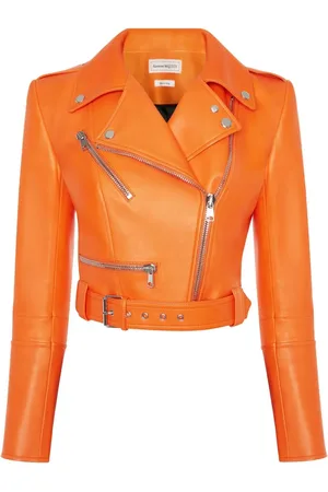 Alexander McQueen Cropped leather biker jacket