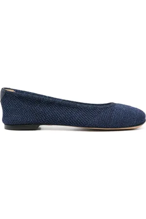 Casadei Lurex-detail knitted ballerina shoes