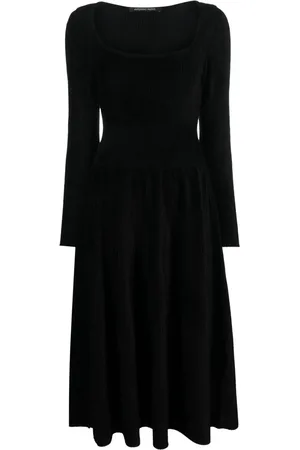 ANTONINO VALENTI Square-neck corduroy flared midi dress