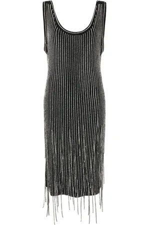 Serafini Fringe-detail knitted dress