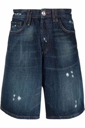 Philipp Plein Distressed-effect denim shorts