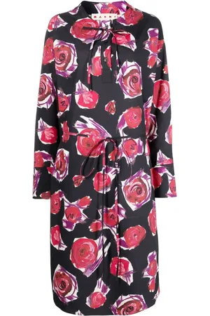Marni Rose-print tie-waist dress