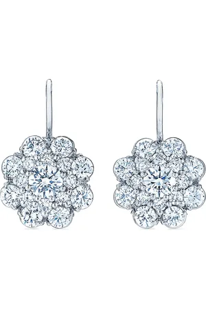 Kwiat 18kt white gold diamond Cluster Double Halo earrings