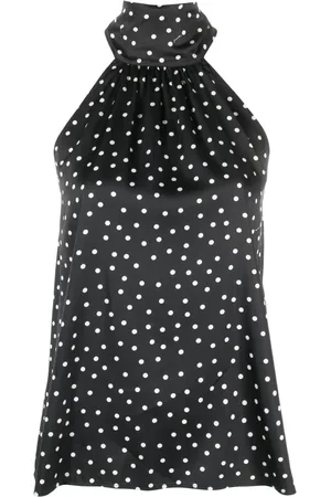 Pinko Polka-dot print pleated halterneck top