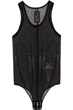 Rick Owens Logo-embroidered mesh tank top
