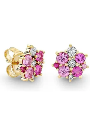 Sydney Evan 14kt yellow Cocktail Disc diamond and sapphire stud earrings