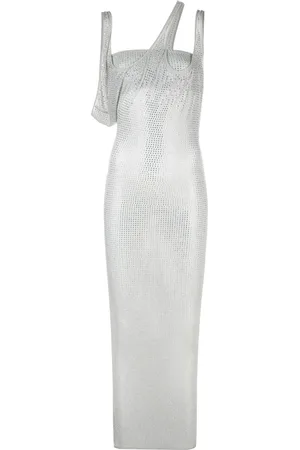 The Attico Crystal-embellished semi-sheer dress