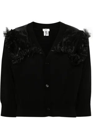 Comme des Garçons Organza-detail knitted cardigan