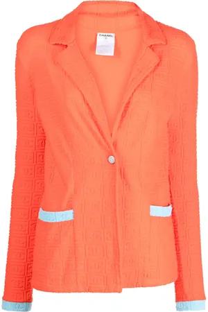 CHANEL 2002 logo-embossed towelling-finish blazer