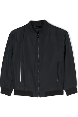 Emporio Armani Logo-waistband baseball-collar jacket