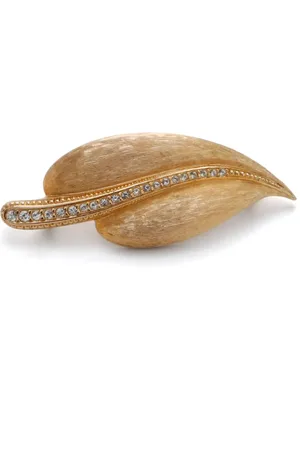 Dior Leaf rhinestone-embellished brooch