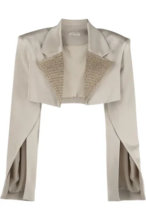 The Mannei Marica crochet-panel cropped blazer