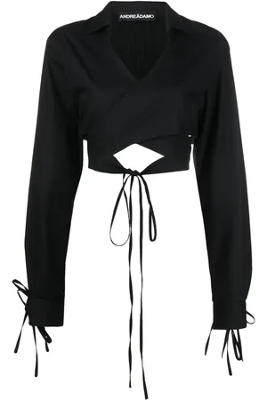 andre damo Cropped wrap-around blouse