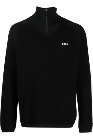 HUGO BOSS Logo-appliqué half-zip jumper