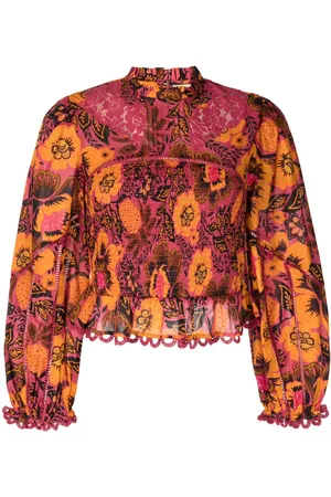 Farm Rio Garden Bloom floral-motif smocked blouse