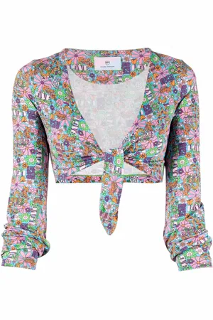 Chiara Ferragni Floral-print cropped wrap top