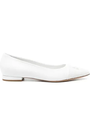 Casadei Embossed-logo 15mm leather ballerinas