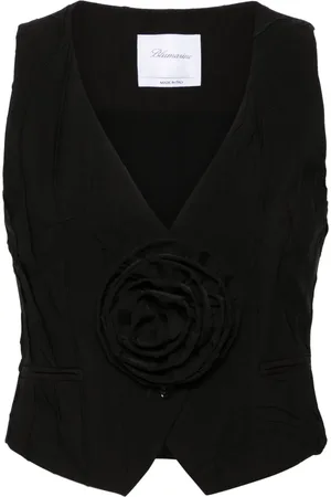 BLUMARINE Floral-appliqué pleated waistcoat