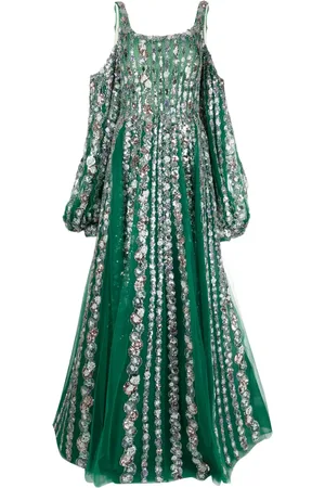Saiid Kobeisy Sequinned cold-shoulder tulle dress