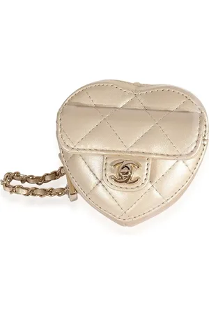 CHANEL Diamond-quilted heart-shaped necklace pouch