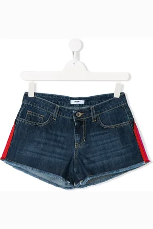 Msgm TEEN logo stripe denim shorts