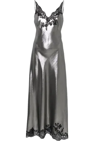CARINE GILSON Lace-trim lurex slip dress
