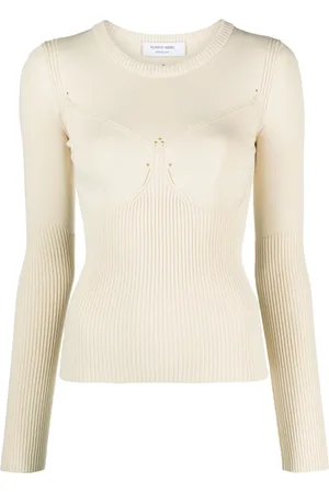 Marine Serre Rib-knit long-sleeve top