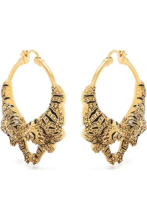 Roberto Cavalli Tiger-detail hoop earings