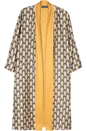 LORENA ANTONIAZZI Geometric-pattern midi silk kaftan