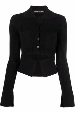 ANDREADAMO Ribbed buttoned-up knitted top