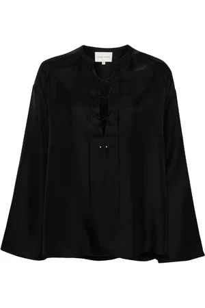 Loulou de Saison Zamia collarless silk blouse
