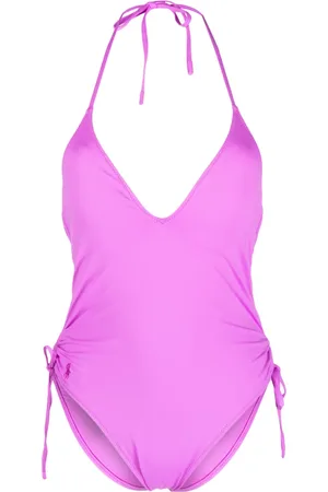 Ralph Lauren Embroidered-logo ruched-detail swimsuit