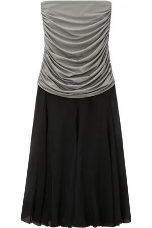 Tory Burch Ruched silk midi skirt