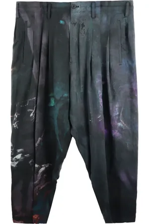 YOHJI YAMAMOTO Abstract-print drop-crotch trousers
